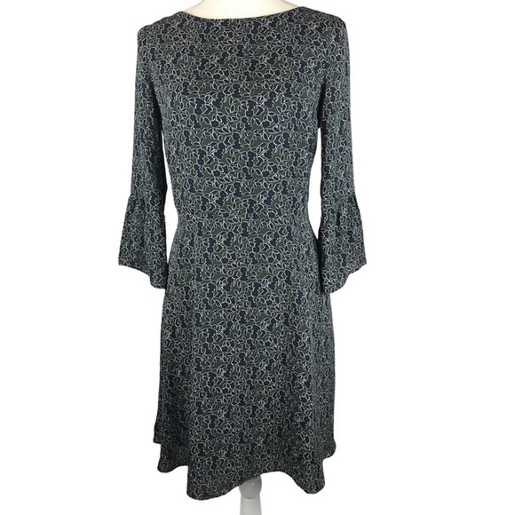 *NWT* Banana Republic Factory / Green and Navy Floral Bell Sleeve Dress / 10 - Picture 1 of 11